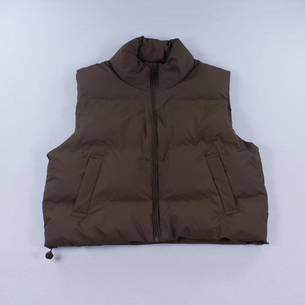 Love Tree Brown Puffer Vest Crop Padded Sleeveless Jacket Women's Size Large